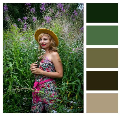 Garden Flowers Young Woman Image